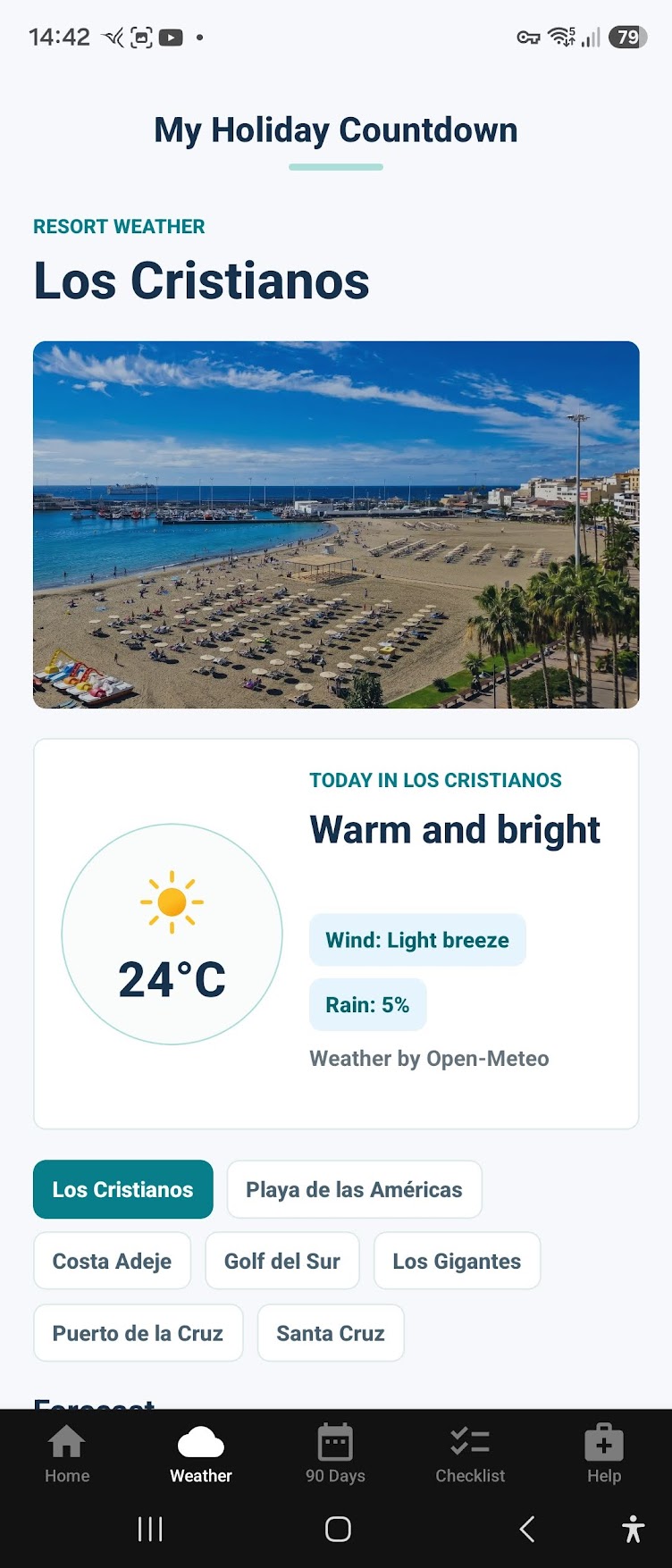 My Holiday Countdown app screenshot